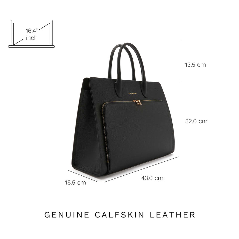 Isabel Bernard Honoré Nadine Zwarte Handtas van Kalfsleer IB25032-zoom-