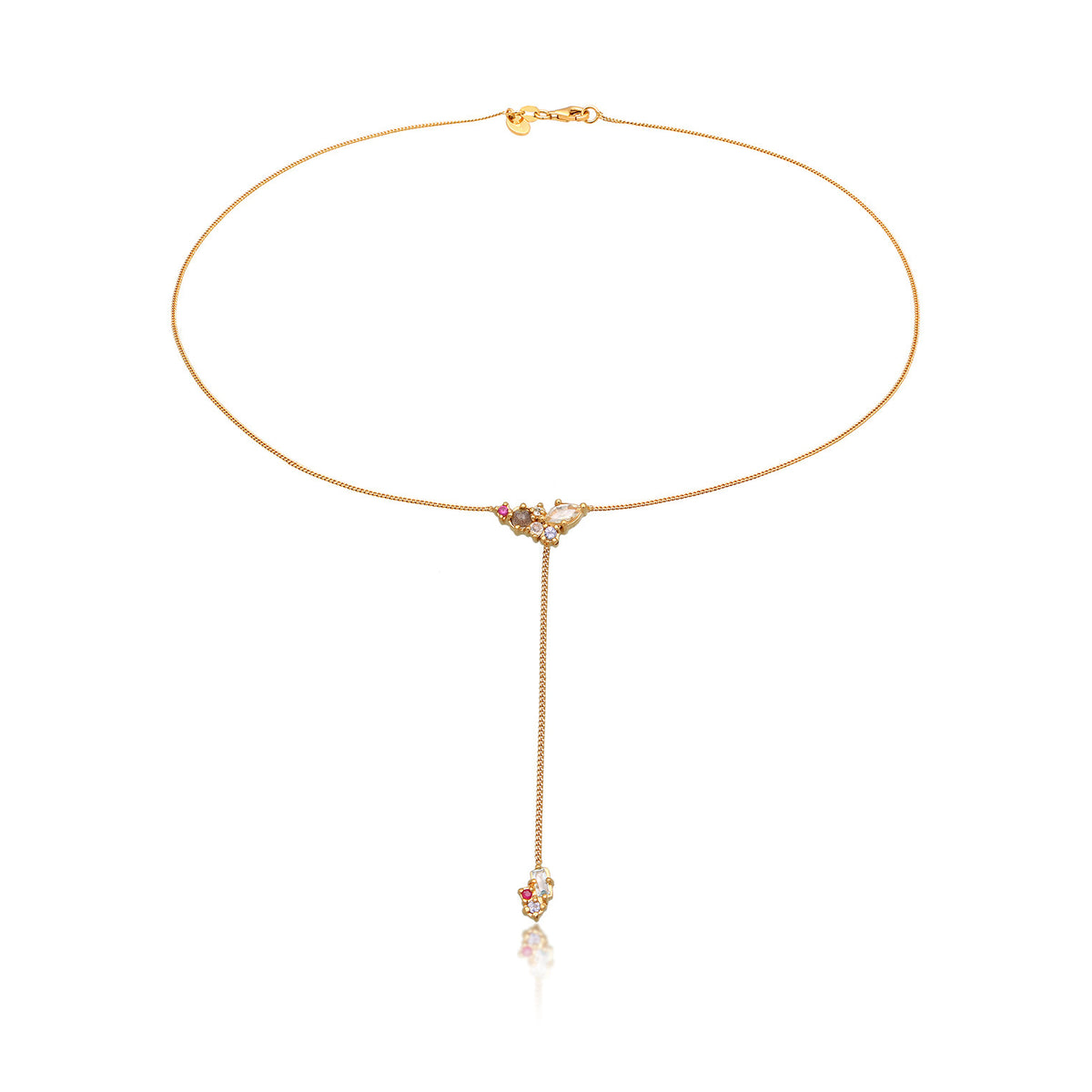 Elli 925 Sterling Silver Y Chain Necklace Gold plated with Topaz 2004-BF-0008126-001