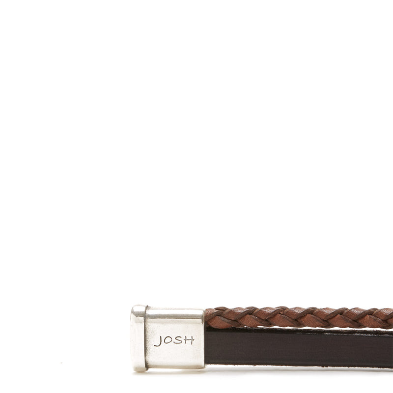 Josh Silver Brown Armband 09110-BRA-BROWN-L (Lengte: 23.00 cm)-zoom-