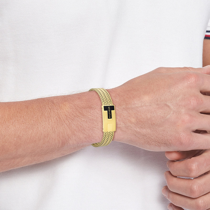 Tommy Hilfiger Roestvrij Staal Goudkleurige Heren Schakelarmband TJ2790706-zoom-