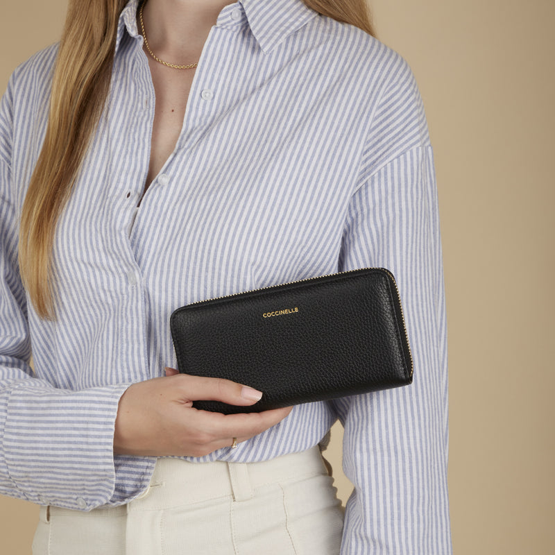 Coccinelle Magie Zwarte Leren Ritsportemonnee E2MQF110401001-zoom-