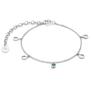 Violet Hamden Luna 925 Sterling Zilveren Armband met Manen en Groene Zirkonia Steentje VH320034