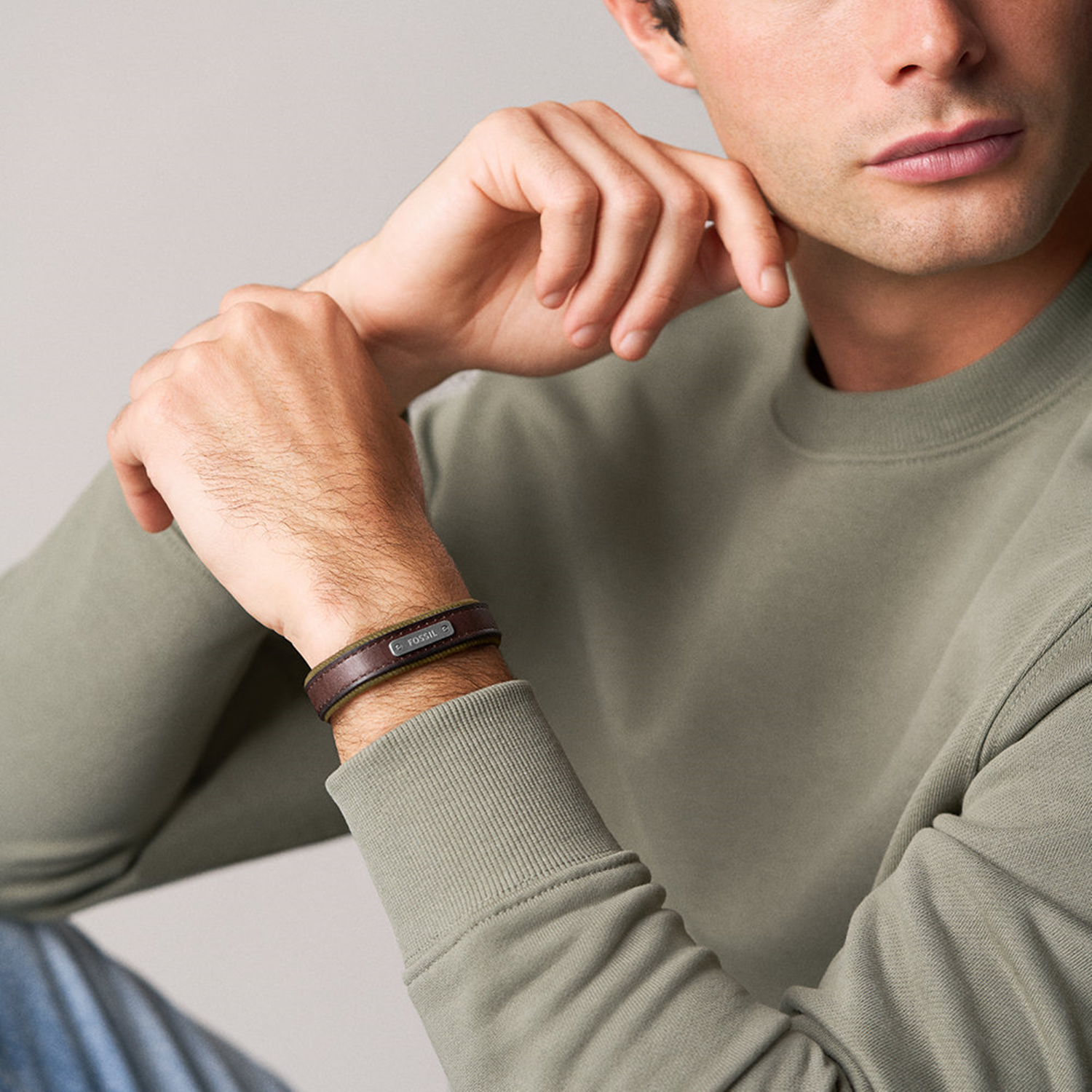 Fossil Everett Leather Men's Bracelet JA7315998