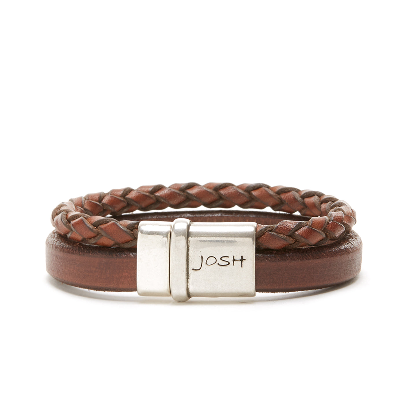 Josh Cognac Armband 09110-BRA-COGNAC-M (Lengte: 20.50 cm)