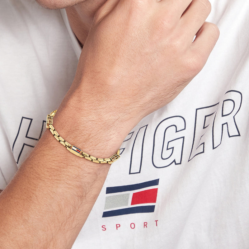 Tommy Hilfiger Roestvrij Staal Goudkleurige Heren Schakelarmband TJ2790675-zoom-