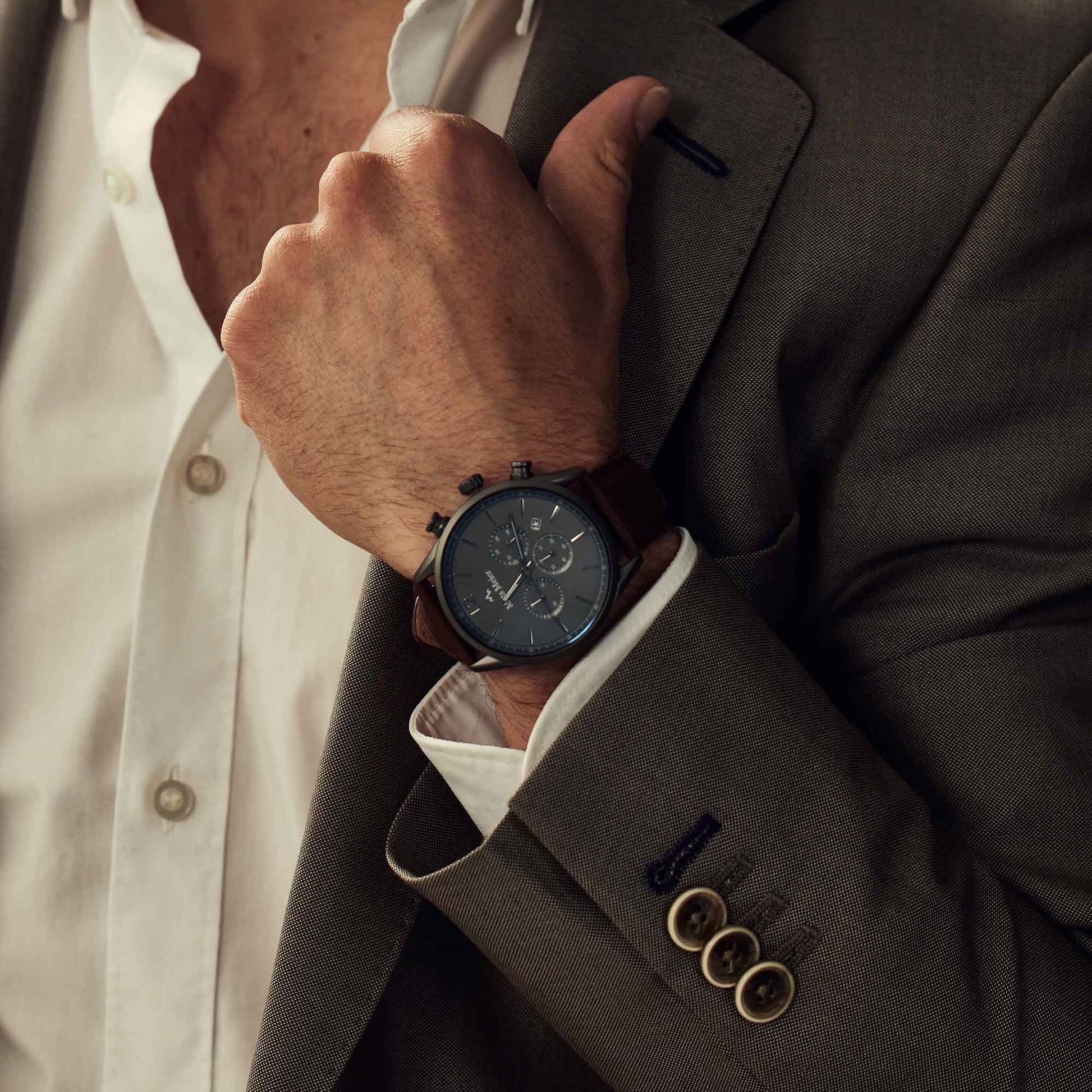 Mats Meier Grand Cornier Chrono Gunmetal/DonkerBrown Watch MM00104