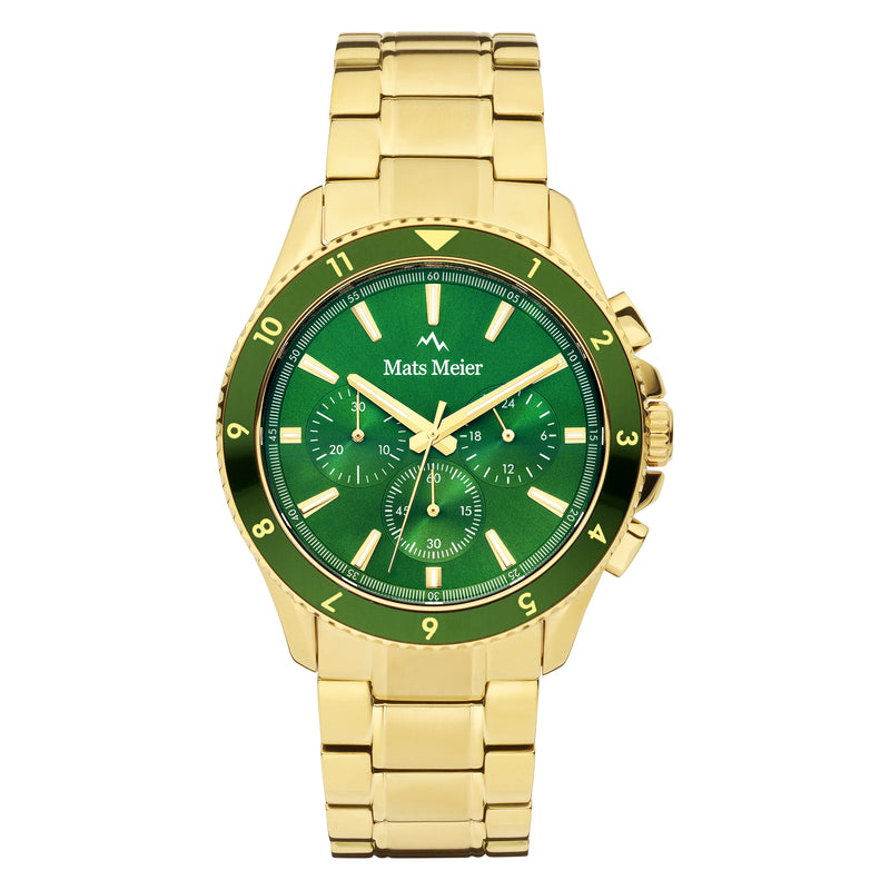 Mats Meier Ponte dei Salti Chronograaf Herenhorloge Goudkleurig en Groen MM00512-zoom-