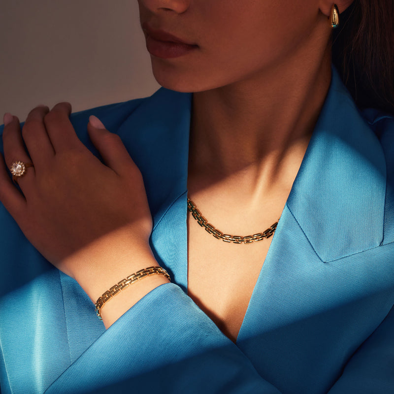 Parte Di Me Bibbiena Poppi Dante 925 Sterling Silver Gold Plated Link Necklace PDM34090-zoom-