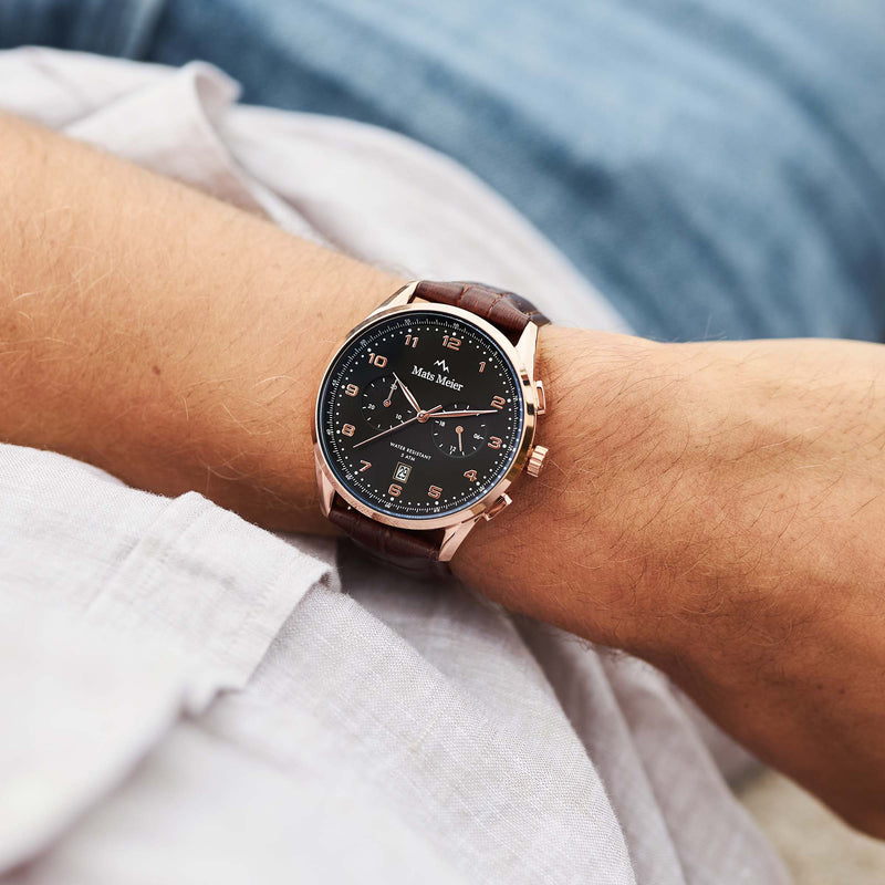 Mats Meier Mont Vélan Chrono Zwart/Bruin horloge MM10001-zoom-