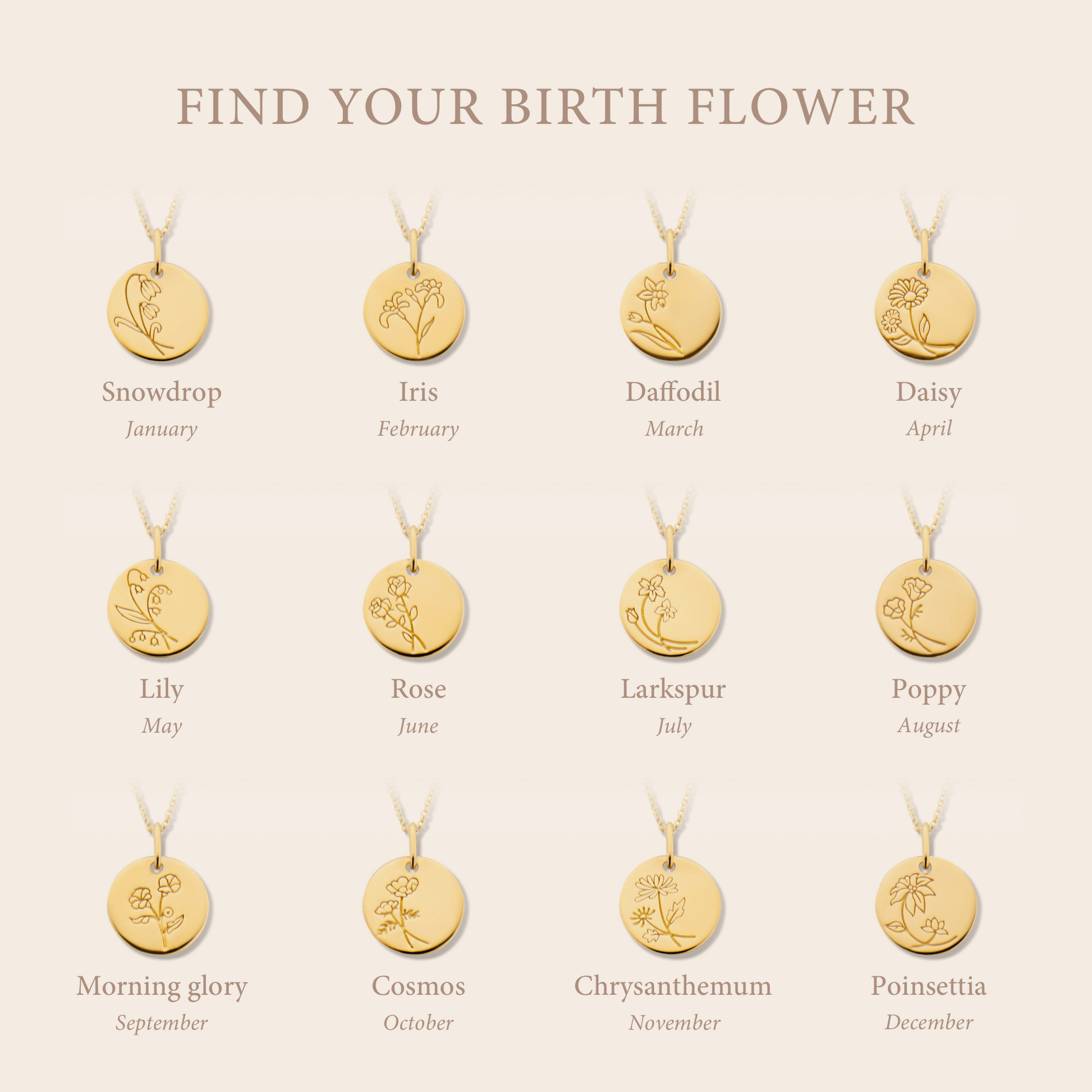 Violet Hamden Venus 925 Sterling Silver Gold-coloured Necklace with Birthflower VH340025-MAY