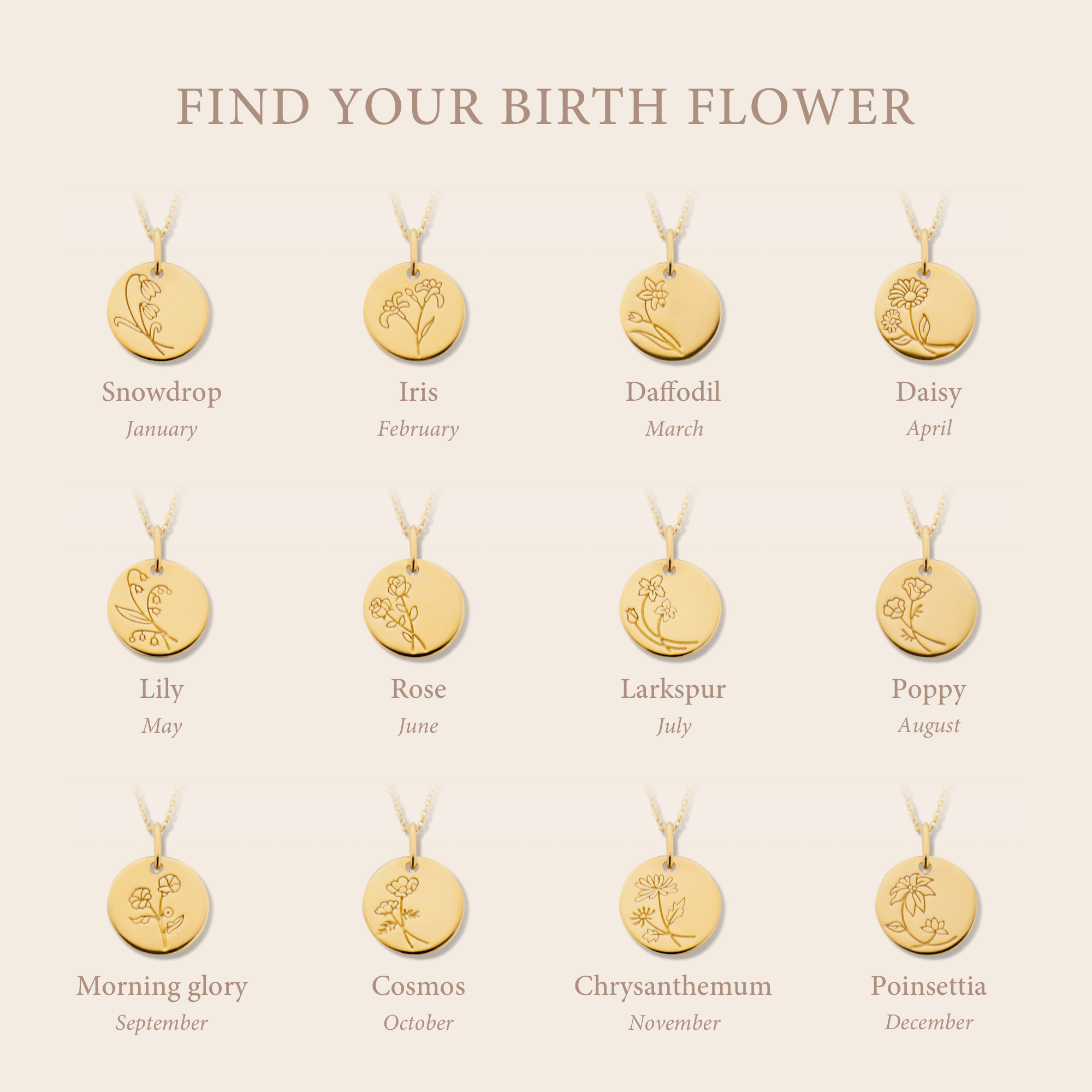 Violet Hamden Venus 925 Sterling Silver Gold-coloured Necklace with Birthflower VH340025-MAY