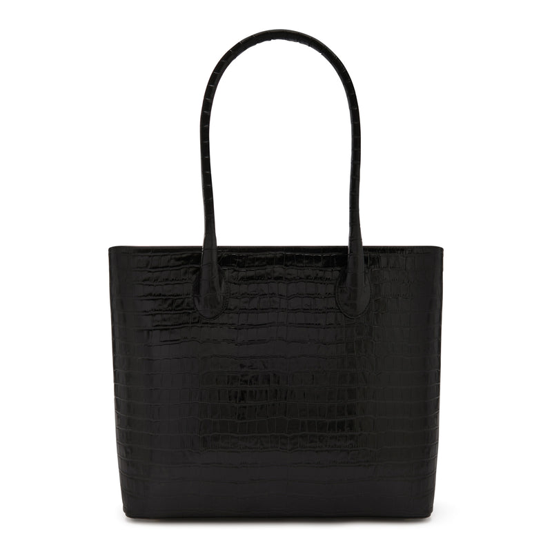 Isabel Bernard Honoré Lysanne Croco Zwarte Kalfsleren Shopper IB25024-zoom-