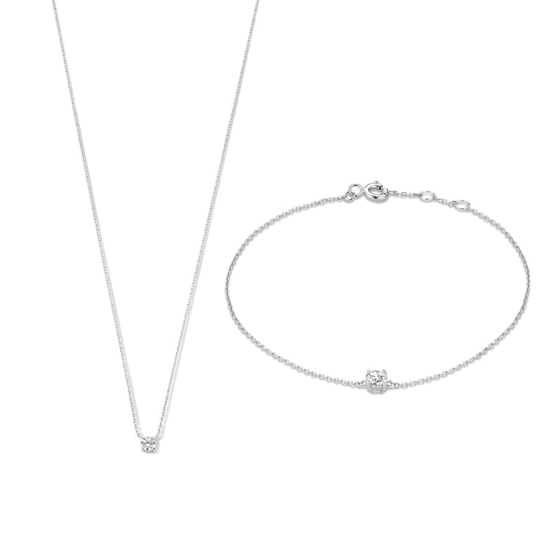 Isabel Bernard Cadeau d'Isabel 14 karaat witgouden collier en armband giftset IB90030-zoom-