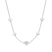 Violet Hamden Luna 925 Sterling Zilveren Ketting met Manen en Witte Zirkonia Steentje VH340043