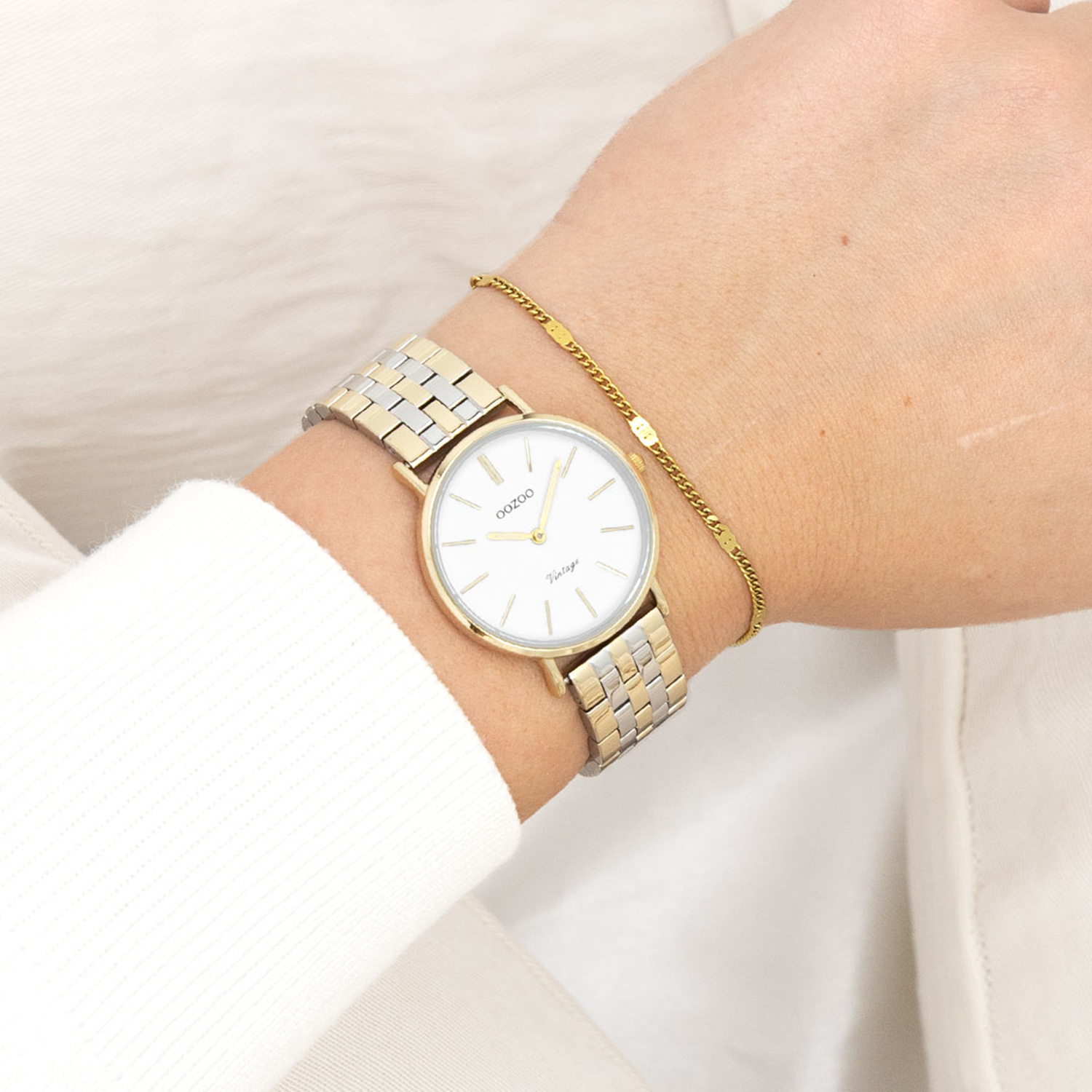 OOZOO Vintage Gold and White Women's Watch C20407
