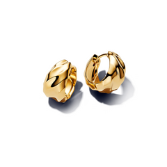 Pandora Essence Gold Plated Rippled Hoop Earrings 263874C00