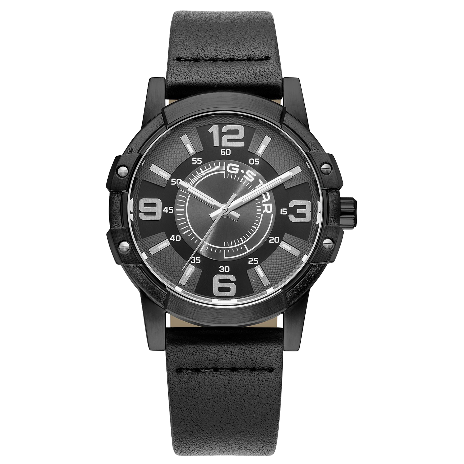 G-STAR Constructed Black Leather Men's Watch GSW.506.02
