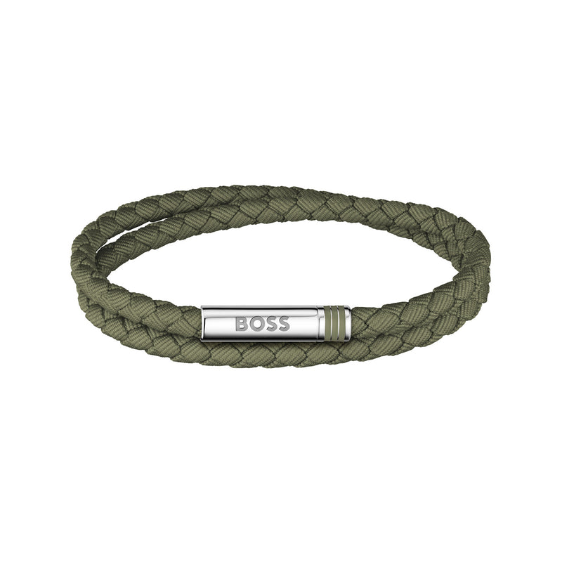 Hugo Boss Synthetische Vezel Groene Heren Gevlochten Armband HBJ1580797-zoom-