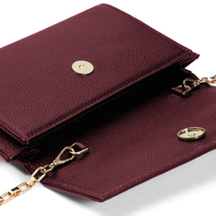 Isabel Bernard Honoré Lina Bordeaux Red Clutch With Detachable Shoulder Chain IB21135-052