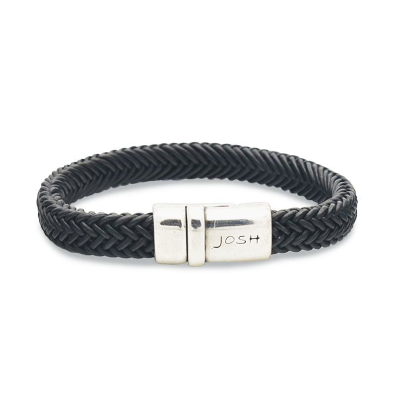 Josh Black Natural Stone Bracelet 09332SL/BLCK/LME-zoom-