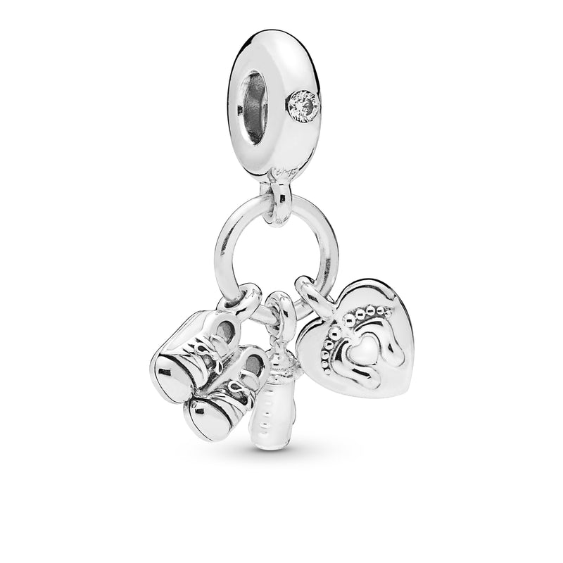 Pandora People 925 Sterling Silver Baby Bottle en Shoes Hangende Bedel 798106CZ-zoom-