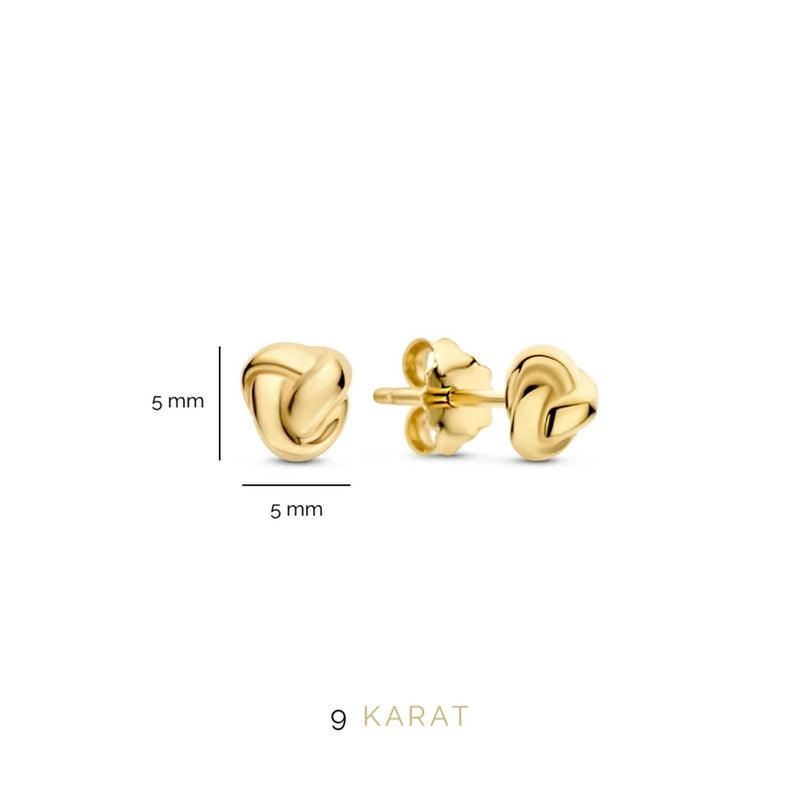 Beloro Jewels Regalo d'Amore 9 karaat gouden oorbellen set met knoop BO90037-zoom-