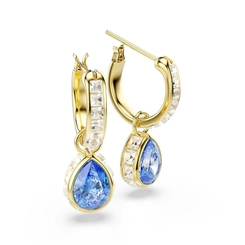 Swarovski Chroma Gouden Oorringen met Blauwe Kristallen 5757815-zoom-