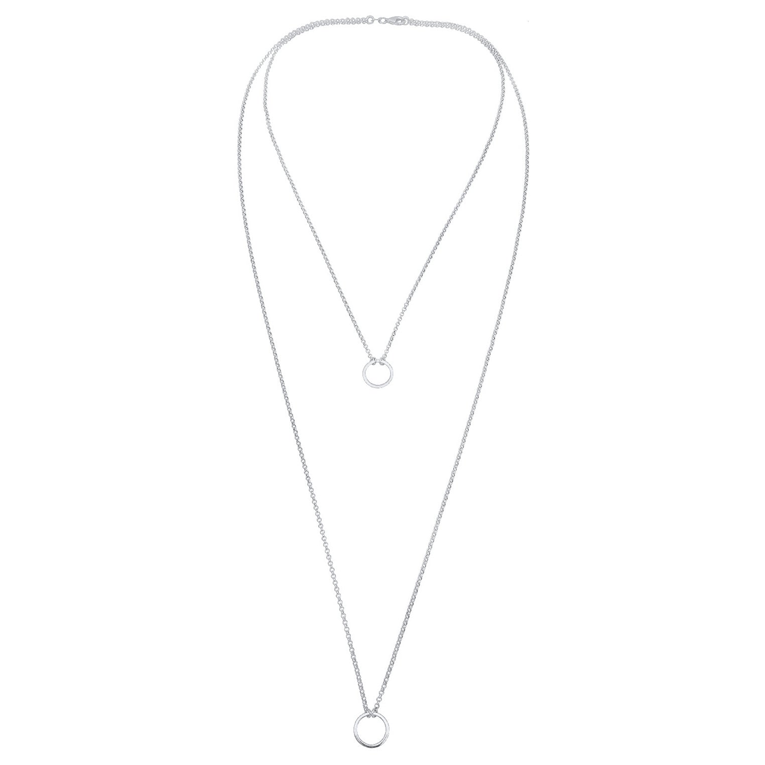 Elli 925 Sterling Silver Layered Link Chain Necklace 2004-BF-0007985-001
