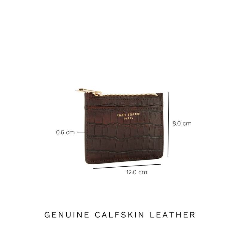 Isabel Bernard Honoré Aveline Croco Bruine Leren pasjeshouder van Kalfsleer IB27019-zoom-