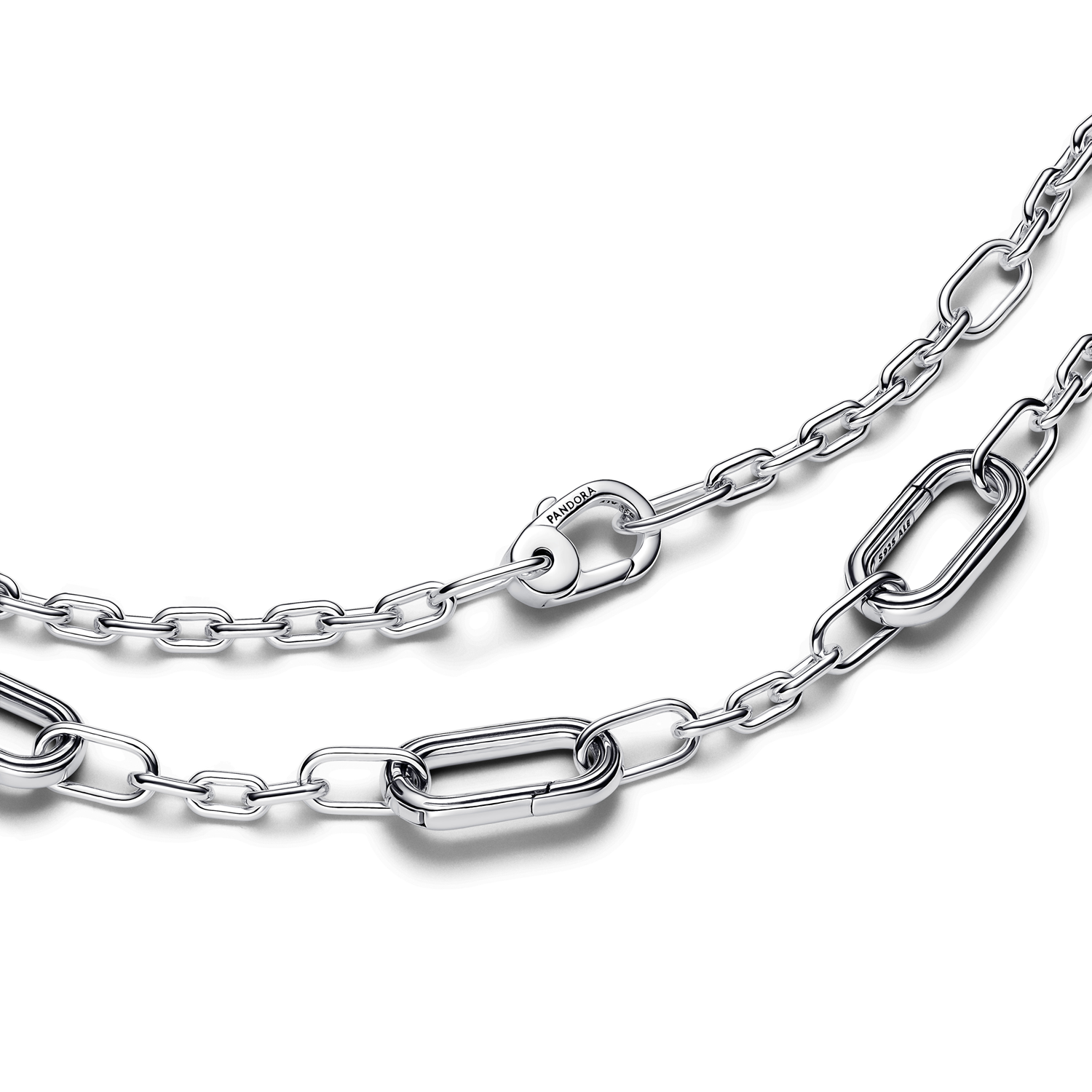Pandora ME 925 Sterling Silver Five Links Chain Necklace 393861C00-45