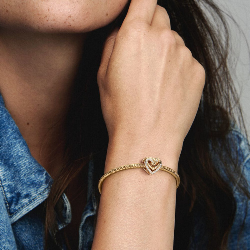 Pandora Moments Gold-coloured Entwined Hearts Charm with 14 Carat Gold Plating 769270C01-zoom-